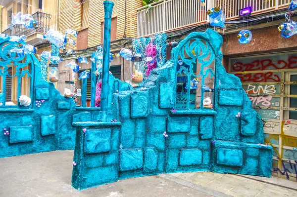 Fiesta Major Gracia Carrer Llibertat Barcellona Spagna Agosto 2019 Strade — Foto Stock