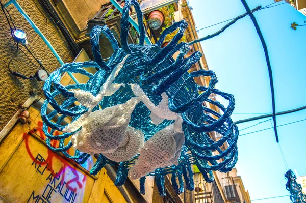 Fiesta Major Gracia Carrer Llibertat Barcelona Spanien Augusti 2019 Dekorerade — Stockfoto