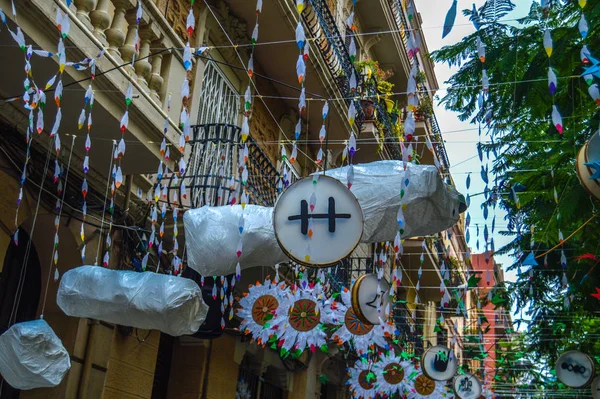 Fiesta Major Gracia Carrer Joan Blanques Baix Barcelona Spanya Ağustos — Stok fotoğraf