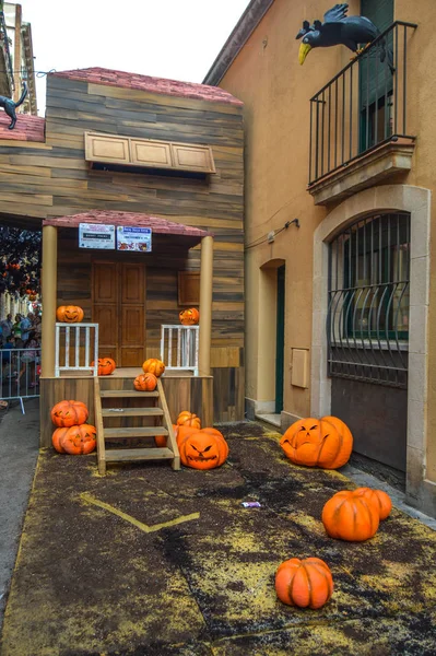 Fiesta Major Gracia Carrer Fraternitat Baix Barcelona Spanje Augustus 2019 Rechtenvrije Stockfoto's