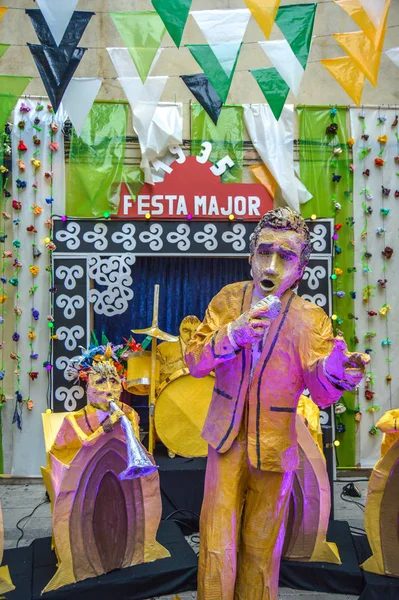 Fiesta Major Gracia Carrer Ciudad Real Barcelona Spain August 2019 — 스톡 사진