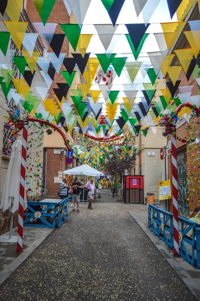 Fiesta Major Gracia Carrer Ciudad Real Barcelona Spanya Ağustos 2019 — Stok fotoğraf