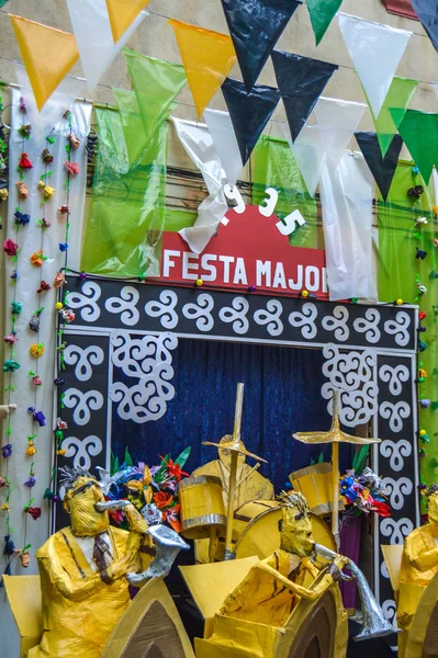 Fiesta Major Gracia Carrer Ciudad Real Barcelona Spanya Ağustos 2019 — Stok fotoğraf