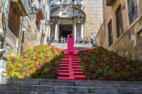 ジローナの花祭りスペインの Temps Floors 2019 ロイヤリティフリーのストック写真