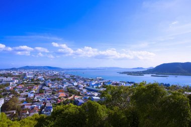 Songkhla şehirden Tang Kuan tepenin Songkhla Tayland at, üstten görünüm