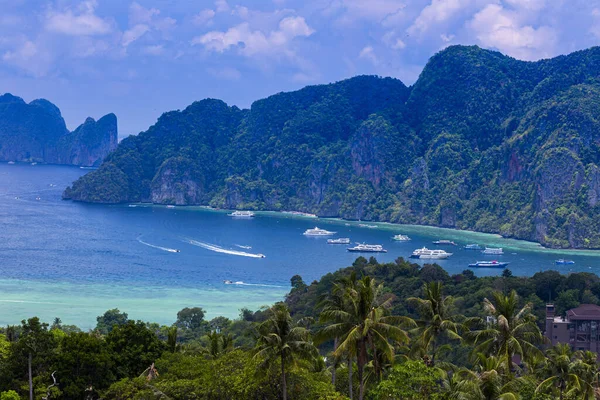 Koh Phi Phi Don Miradouro Baía Paradise Com Praias Brancas — Fotografia de Stock