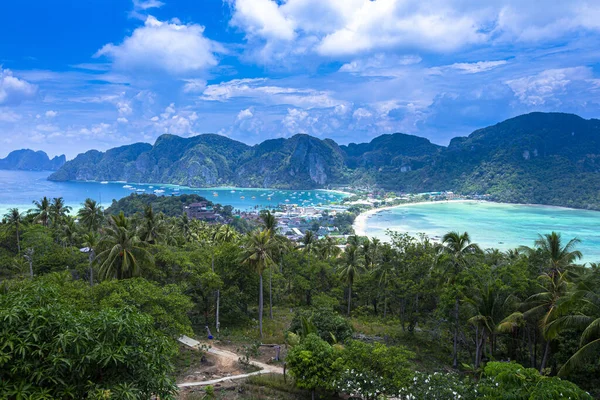 Koh Phi Phi Don Miradouro Baía Paradise Com Praias Brancas — Fotografia de Stock
