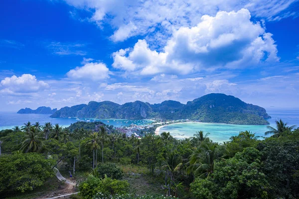 Koh Phi Phi Don Aussichtspunkt Paradiesische Bucht Mit Weißen Stränden — Stockfoto