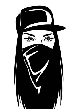 Çok hip hop yağma kız yüz. Vektör çizim