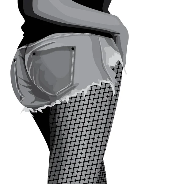 Sexy woman ass in a denim shorts. Vector illustration — Stock vektor