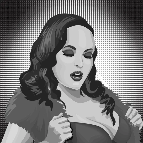 Sexy Pop Art Frauenporträt. Pin-up Hand gezeichnet Vektor Illustration Hintergrund — Stockvektor