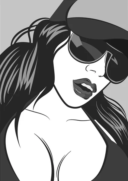 Swag music girl. Jolie jeune fille Rap urbain . — Image vectorielle