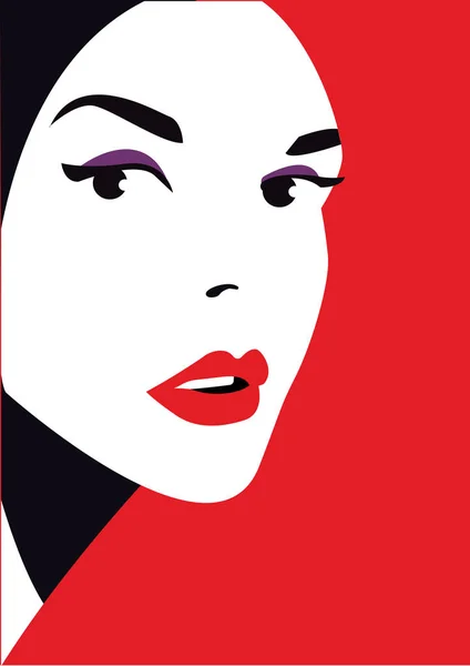 Woman face, fashion style, vector illustration — Stock Vector
