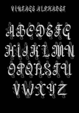 Retro dekoratif yazı tipi. Büyük harfler. Eps10 vektör