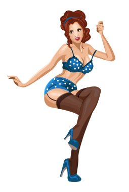 Klasik seksi kız pin. Vektör çizim.