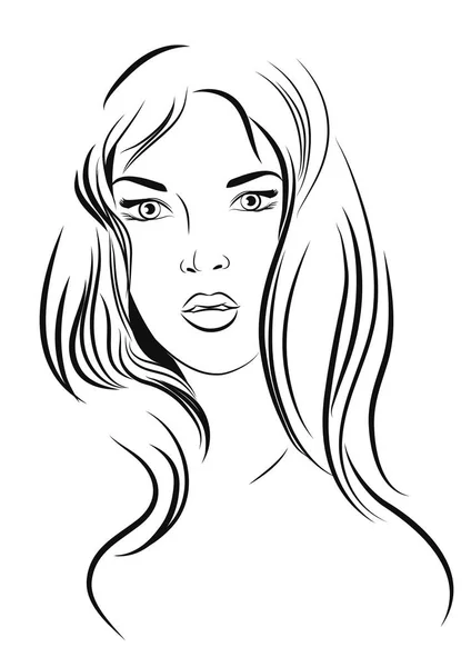 Vacker ung kvinna med långt blont hår. Vektorillustration — Stock vektor