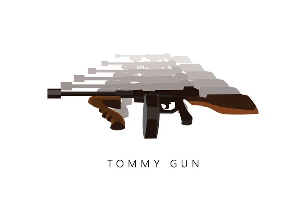 Arma automática Tommy Gun. Thompson submetralhadora vetor isolado . — Vetor de Stock