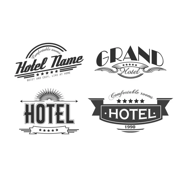 Hotel-Retro-Set-Label-Design. Vektorillustration — Stockvektor