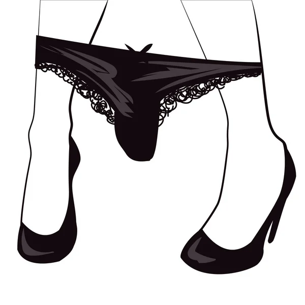 Vector illustration of a girl with dropped down panties — Stock Vector