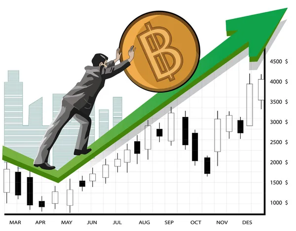 Podnikatel, podpora bitcoin — Stockový vektor