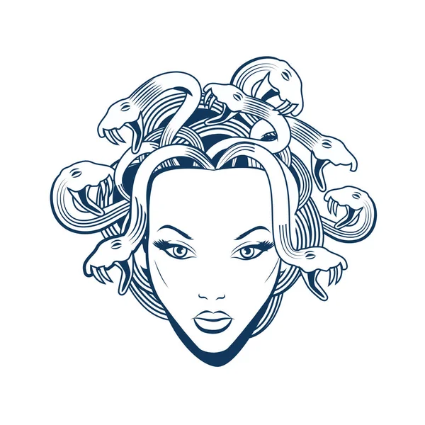 Medusa gorgon portrait. Vector illustration. — Stock Vector