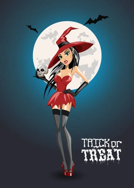 Halloween Witch. Sexy witch. Halloween poster. Vector illustration. — Stock Vector