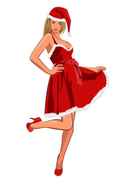 Christmas Pin Up Girl. Vector illustration. — Stock Vector