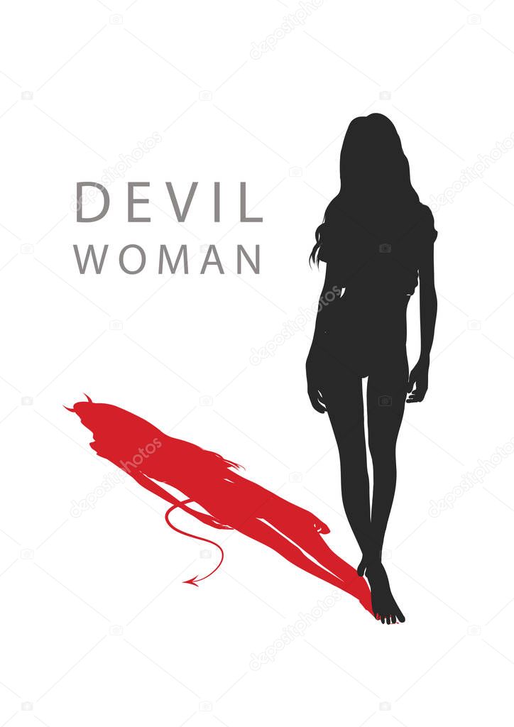 A woman with a devils tail. vector illustration.