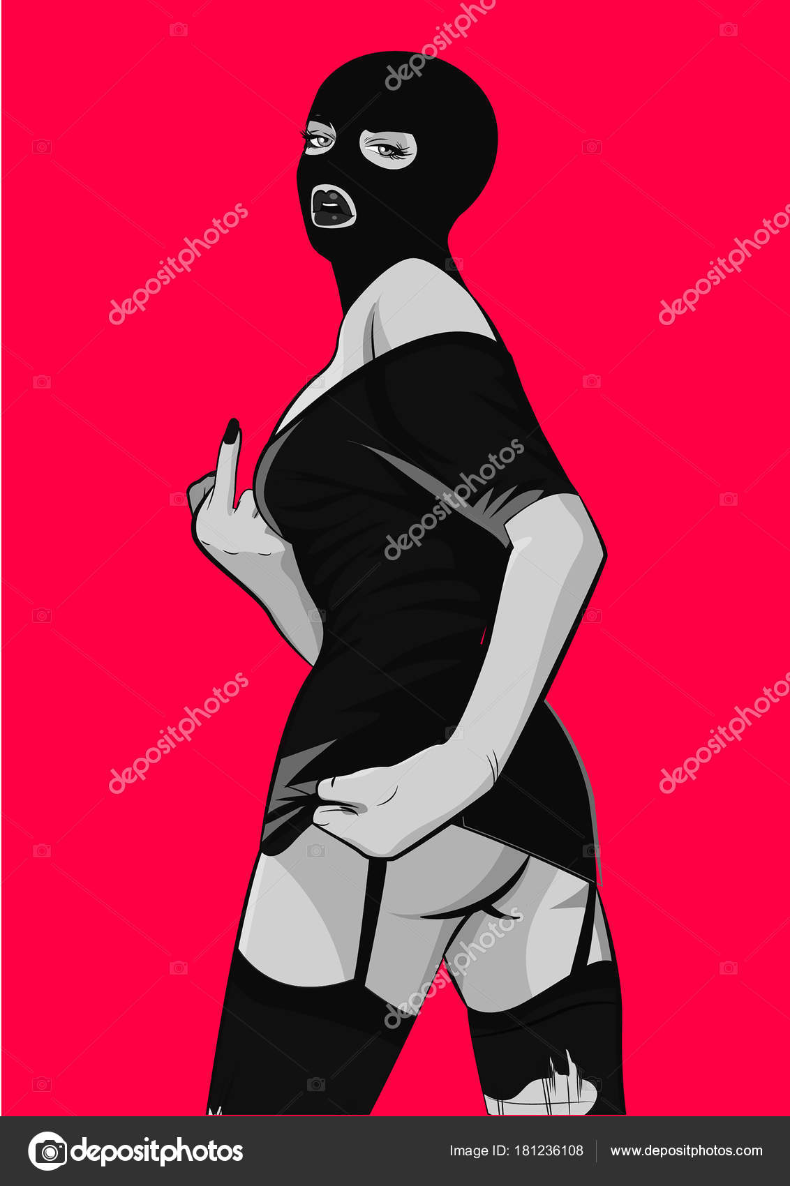 Gangster girl. Pretty Young Urban Rap Girl. Lady Vector artwork. Pop Art comic style. \u2014 Vector by vkatrevich