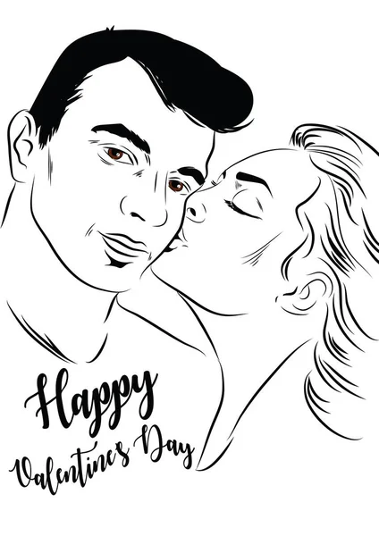 Romantic Couple. Happy valentines day. Vector illustration — Stock Vector