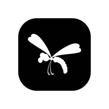 Yusufçuk - ağ için vektör logo simgesi. Siyah üstüne beyaz. Minimalist çizgi film biçimi.