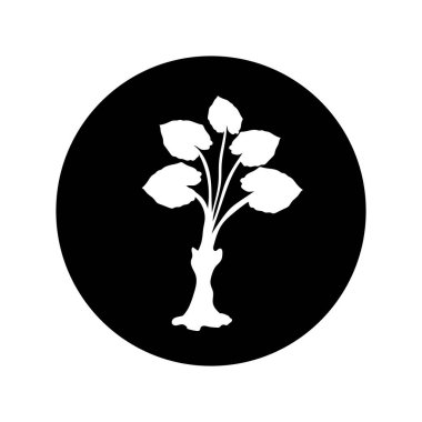 bitki - vektör logo simgesi ağ için. Siyah üstüne beyaz. Minimalist çizgi film biçimi.