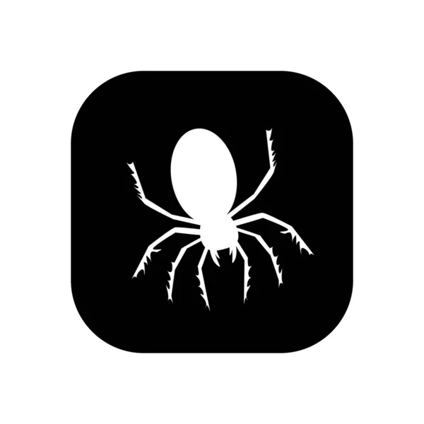 Spider - Vektor-Logo-Symbol für Web. Weiß auf Schwarz. Minimalistischer Cartoon-Stil. — Stockvektor