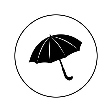 Şemsiye - web için vektör logosu simgesi. siyah beyaz üzerine