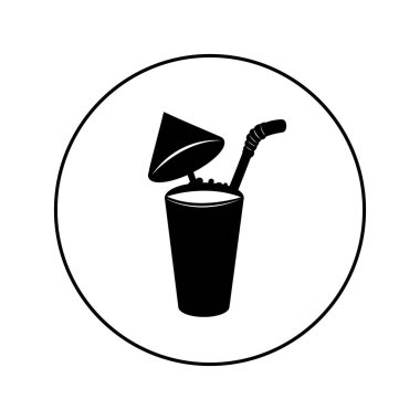 Plaj kokteyli. Web için vektör logosu. Siyah beyaza. Minimalist çizgi film biçimi.