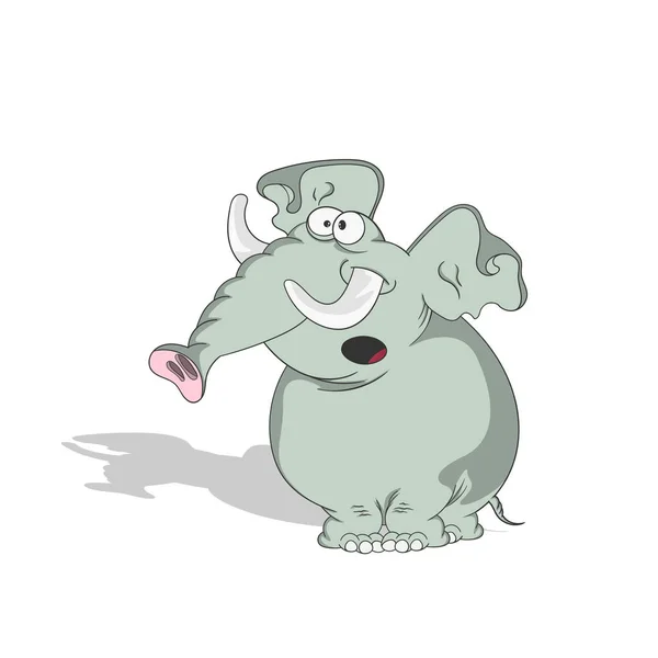 Мультяшный смешной слон. Векторная иллюстрация на белом фоне с тенью . — стоковый вектор