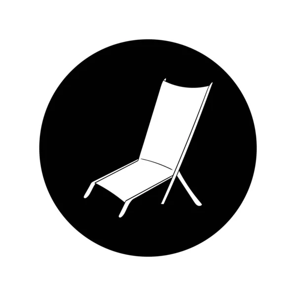 Chaise de plage. Illustration vectorielle sous forme d'icône ronde en noir et blanc pour les sites Web . — Image vectorielle