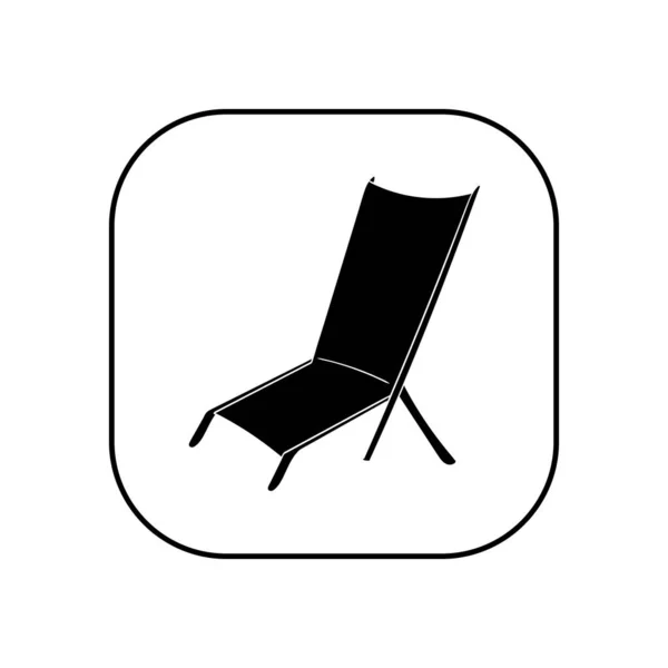Chaise de plage. Illustration vectorielle sous la forme d'une icône carrée noir et blanc pour les sites Web . — Image vectorielle