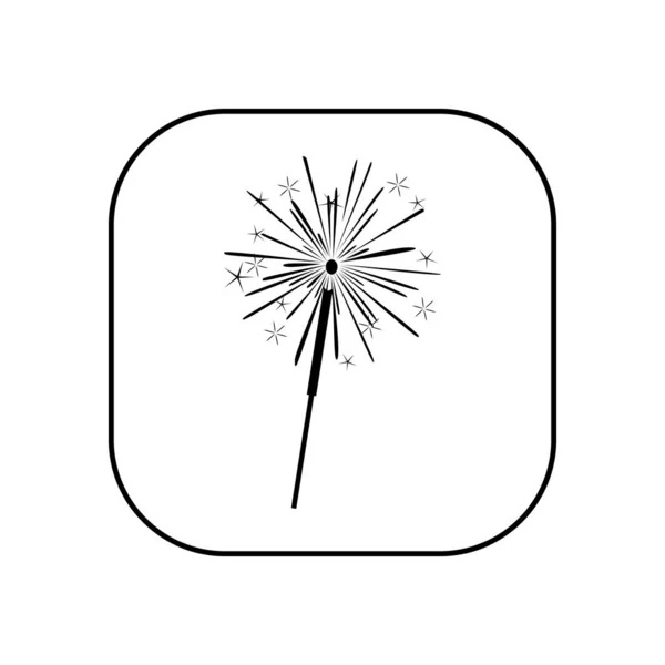 Sparkler. Vector illustration in the form of a square black and white icon for websites. — 스톡 벡터