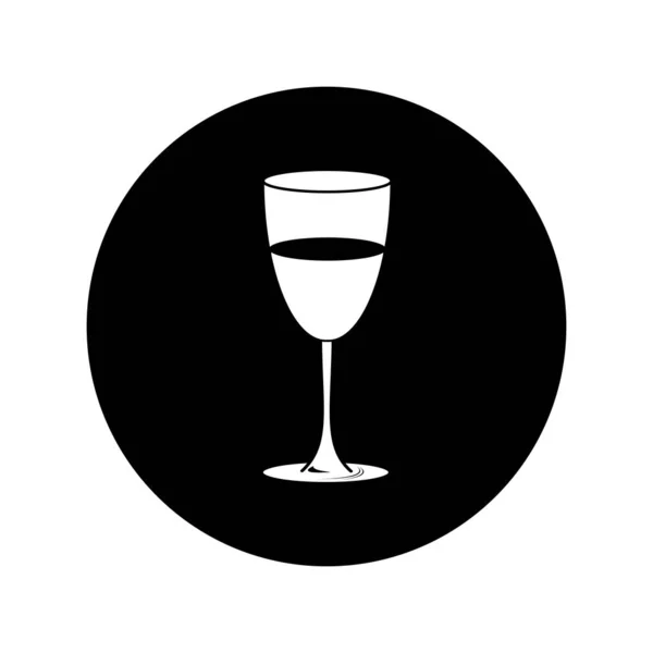 Um copo de vinho. Ilustração vetorial na forma de um ícone preto e branco redondo para sites . —  Vetores de Stock