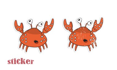 Çizgi film yengeci. Yapıştırma biçiminde vektör illüstrasyonu.