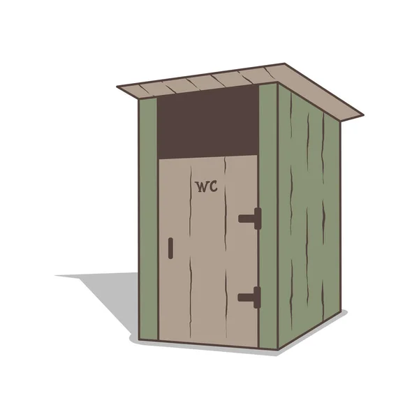 Baño de madera de calle de dibujos animados. Ilustración vectorial aislada sobre fondo blanco . — Vector de stock