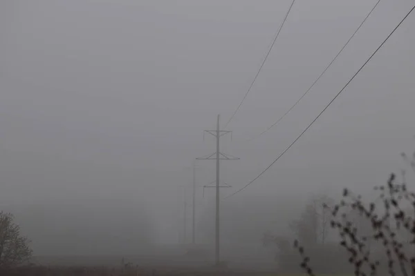 Niebla Negro Mañana Sobre Campo —  Fotos de Stock