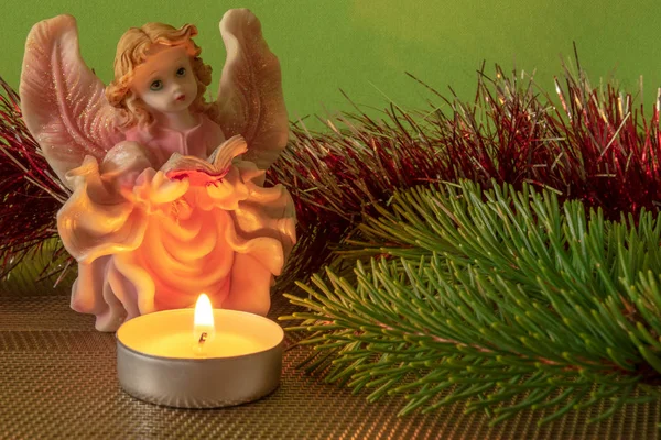 Angel Candle Christmas Card — Stock Photo, Image