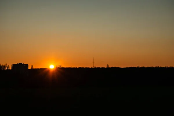 Zachód Słońca Nad Jesiennym Lasem Vinnitsa — Zdjęcie stockowe