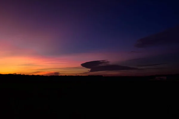 Zonsondergang Boven Het Herfstbos — Stockfoto