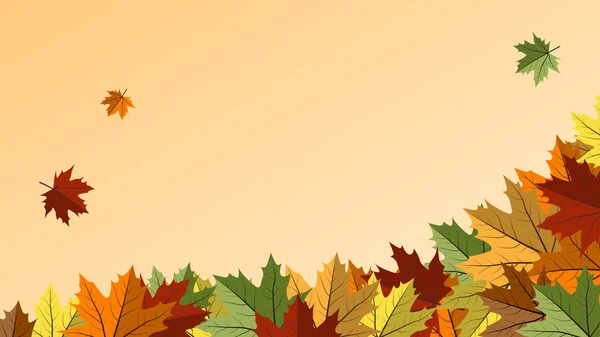 Fondo Otoño Con Hojas Arce Otoñales Coloridas Banner Vectorial Con — Vector de stock