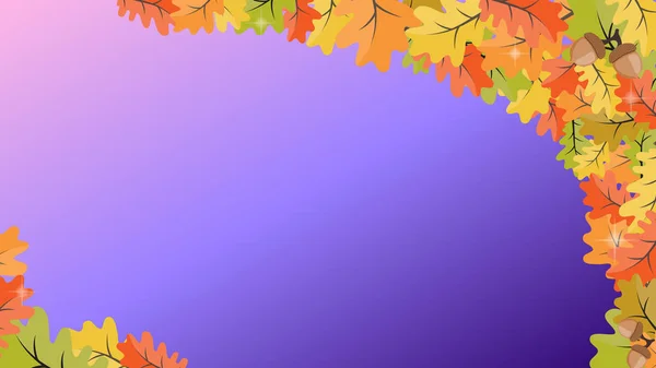 Fondo Otoño Con Coloridas Hojas Roble Otoñal Banner Vectorial Con — Archivo Imágenes Vectoriales