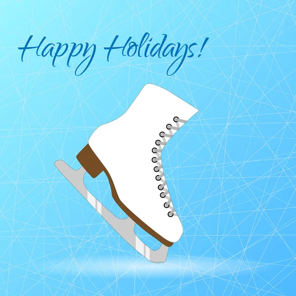 Winter holidays card. Winter sport figure skating. New Year or Christmas greeting card, poster, background in vector.