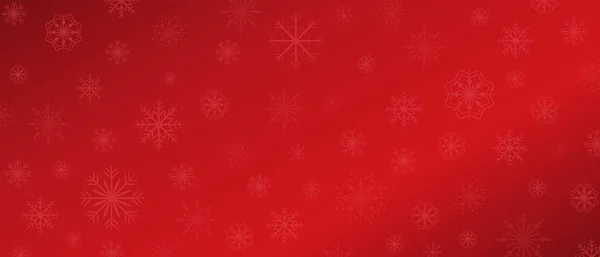 Tło świąteczne z dużymi i małymi płatkami śniegu w czerwonym tle. Baner zimowy z przestrzenią do kopiowania. — Wektor stockowy